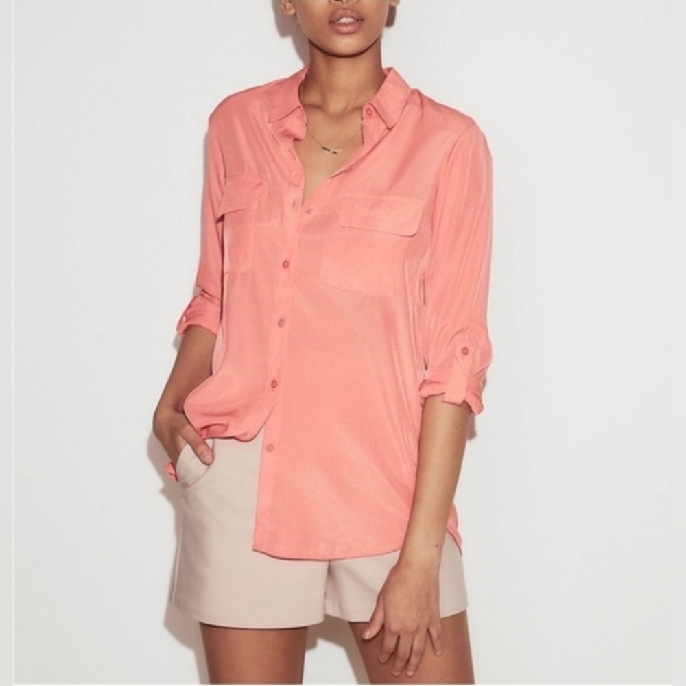 Express Women's Coral Button-Down Shirt